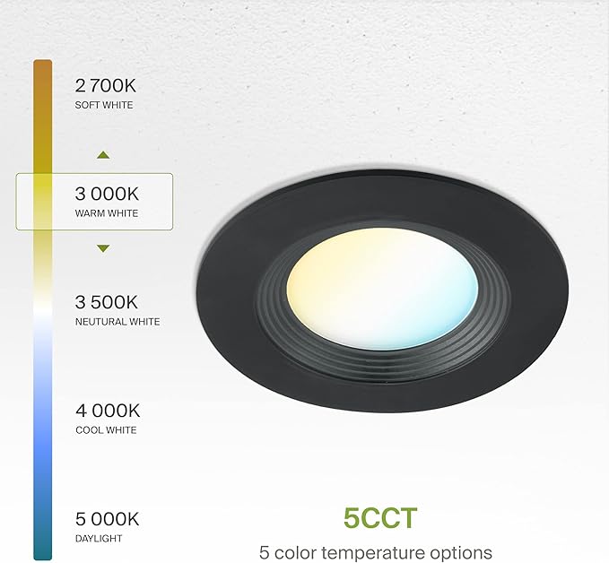 ASD Retrofit LED Recessed Lighting 6 Inch | Black 12W 1009 Lm Wet Rated Dimmable Ceiling Downlights | 2700K-5000K Adjustable CRI90 Room Recessed Light Fixtures | LED Can Lights, UL 12 Pack