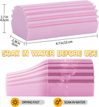 COBETE Damp Clean Duster Sponge,4pack Magic Sponge Eraser,Reusable Damp Dusting Sponge Household Cleaning for Blinds, Glass, Baseboards,Radiators,Window Track Grooves(Pink)