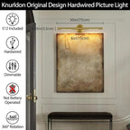Gold Brass Hardwired Picture Light, 30" Knurled Dimmable Rotatable 360° Picture Lights for Wall, Vanity Light, Gallery Wall Light, Art Lighting, Picture Frame Light,Include Bulb