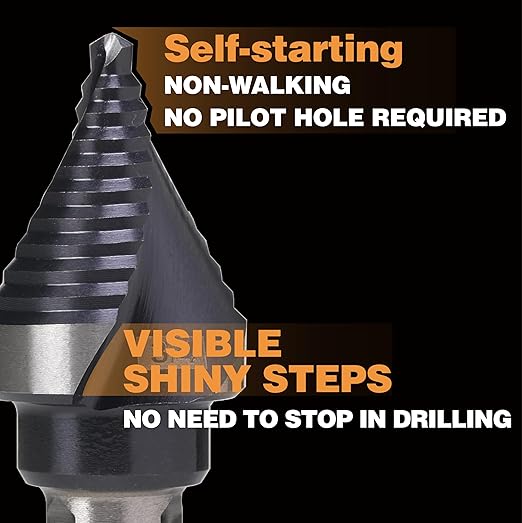 M35 HSS 3/4 Inch Step Drill Bit, Single Size Unibit with Double Spiral Flutes for Drilling Small Holes on Stainless Steel, Metal, Wood, Plastic
