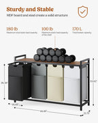 Lulive Laundry Hamper with Shelf, Laundry Basket 4 Section, Laundry Sorter Organizer with Pull-Out Removable Large 4 Color Bags & Large Top Shelf for Laundry Room, Bathroom and Dorm, 4 x 18 Gal (272L)