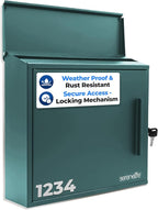 SereneLife Outdoor Wall Mailbox | 0.46 Cubic FT Locking Mailbox | Easy Installation, Secure Lock Mechanism | Ideal for Residential or Commercial Use | Wall Mountable 13.77" x 4.52" x 12.99 | Green