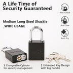 SEPOX® Ultra-Durable Anti-Rust Outdoor Keyed Different Padlocks - Black 38mm (1-1/2") Long Shackle, 24-Pack w/ 3 Big Keys Each, Ideal for Gate, Storage, Locker, Fence & Lock-Out