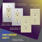 ENERLITES Decorator Receptacle Outlet, Tamper-Resistant, Gloss Finish, Residential Grade, 3-Wire, Self-Grounding, 2-Pole, 15A 125V, UL Listed, 61501-TR-I-10PCS, Ivory (10 Pack)