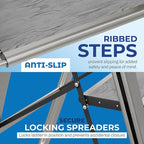 Step Ladder 3 Step Folding, Decorative - Beautiful Gray Wood & Silver Aluminum, Ultra Slim Profile, Anti Slip Steps, Sturdy-Portable for Home, Office, Kitchen, Photography Use,by SORFEY