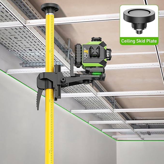 Huepar 12 Ft./3.7M Professional Laser Level Pole with Tripod and 1/4-Inch by 20-Inch Laser Mount for Rotary and Line Lasers, Adjustable Telescoping Laser Pole with 5/8"-11 Threaded Adapter-LP36A