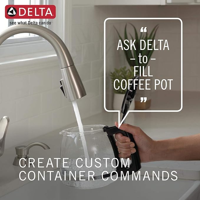 Delta Faucet Trinsic VoiceIQ Touchless Kitchen Faucet with Pull Down Sprayer, Smart Faucet, Alexa and Google Assistant Voice Activated, Kitchen Sink Faucet, Black Stainless 9159TV-KS-DST