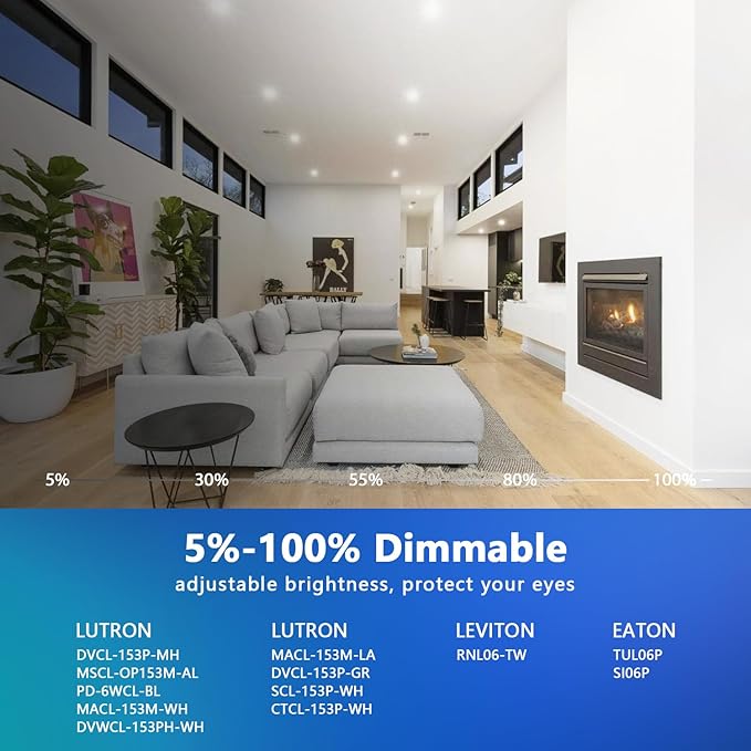 LVWIT 4 Inch LED Recessed Light, Recessed Can Lights Color Selectable 2700/3000/4000/5000/6000K 5CCT, 7W 700LM, Dimmable LED Can Lights with E26 Conversion Kit,Suitable for 4inch Can,6 Pack