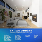 LVWIT 4 Inch LED Recessed Lights, LED Can Lights, Color Selectable 2700/3000/4000/5000/6000K 5CCT, 7W 700LM, Dimmable Recessed Lighting with E26 Conversion Kit, Retrofit Recessed Light, 12 Pack