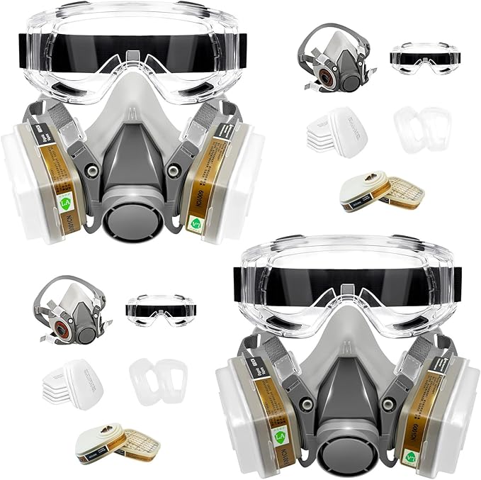 Respirator Mask with Filters, Reusable Half Face Respirator Mask for Asbestos, Resin, Fume, Dust, Welding, Painting