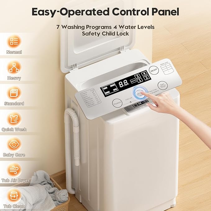 Auertech Portable Washer and Dryer Combo Set, 12 lbs Portable Clothes Dryers, 6 Drying Modes, 18 lbs Fully Automatic Washing Machine, 7 Wash Cycles, Compact Washer and Dryer for Apartment, RV, Dorm