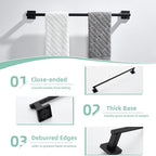 Suyar Matte Black Bathroom Hardware Set, SUS 304 Stainless Steel Bath Accessories Kit 4 PCS, Include Robe Hook, Toilet Paper Holder, Hand Towel Holder, Towel Bar, Wall Mounted