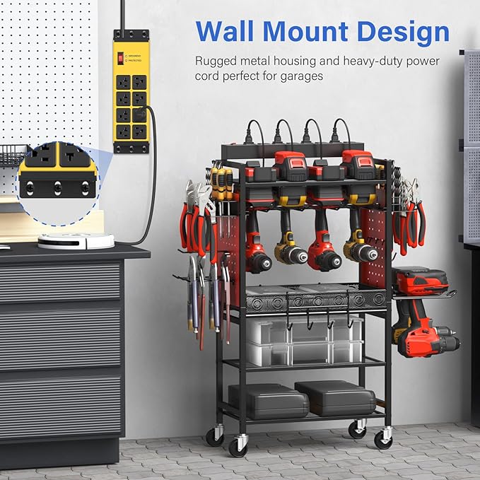 CCCEI 2PCS Heavy Duty Power Strip Surge Protector 20 AMP, 8 Outlets 12 Gauge Shop Garage Metal Multiple Outlets, 10 FT Extension Cord 5-15P Adapter High Amp 6-20R T-Slot 20a for Appliance Yellow.