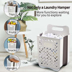 Plastic Foldable Laundry Basket with Handle, 42L Wall Mounted Laundry Hamper Freestanding Dirty Clothes Hamper, Collapsible Laundry Baskets Pop Up Hamper Storage Container for Snacks Dolls