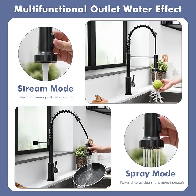 GIMILI Oil Rubbed Bronze Touchless Kitchen Faucet with Pull Down Sprayer Motion Sensor Smart Hands-Free Activated Single Hole Spring Faucet for Kitchen Sink