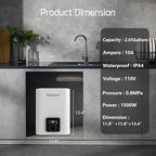 2.65 Gallon Electric Mini Tank Water Heater, 110V 1500W Point of Use On Demand Under Sink Instant Hot Water Heater for Home Kichen Bathroom