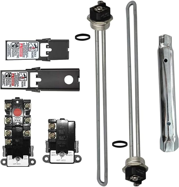 EWH-04 Electric Water Heater Tune-Up Kit with Element Wrench, Upper & Lower Heater Thermostat and Protective cover, 2x Heater Elements - 4500W/240V, 1 x Element Wrench, Water Heater Replacement Parts