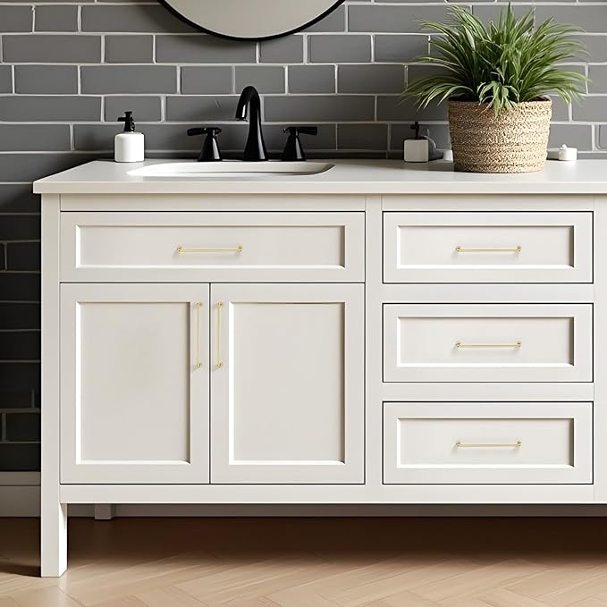 JOY DECOR Cabinet Pulls – 7-1/2 Inch Hole Center, Polished Brass, 10 Pack, Zinc Alloy Cabinet Handles for Drawers & Cupboard – Vintage Style Hardware for Kitchen, Bathroom, Dresser, Furniture Makeover