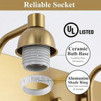 Stainless Steel Milk Glass Vanity Lights for Bathroom, 2 Light Gold Bathroom Light Fixtures Over Mirror, Ceramic E26 Sockets Wall Mounted