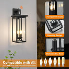 tewei 22 Inch Large Outdoor Wall Lights, Dusk to Dawn Outdoor Lighting Fixtures Black Modern Porch Light Outdoor Wall Sconce Lantern, Outside Lights for House Garage, 1 Pack