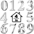 Jetec 10 Pcs House Numbers 3D Door Mailbox Numbers 0-9 Self Adhesive House Door Street Address Stickers for, Apartment, Office, Hotel Room, Mailbox Signs(4 x 2.5 Inches,Silver)