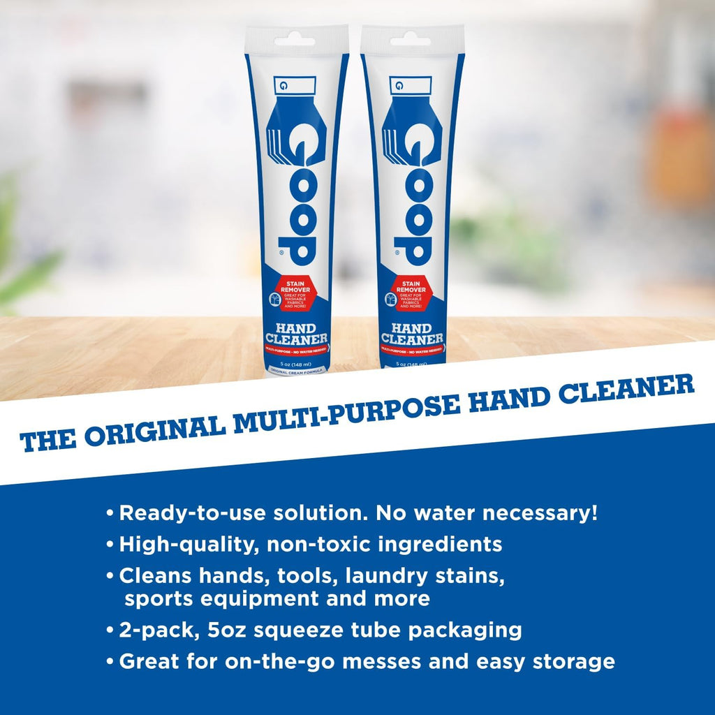 GOOP Original Multi-Purpose Waterless Hand Cleaner and Stain Remover - 5 oz Tube (Pack of 2)