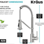 KRAUS Britt Commercial Style 2-Function Single Handle Pull Down Kitchen Faucet in Spot-Free Stainless Steel, KPF-1693SFS