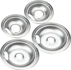 Premium Drip Pan Electric Stove Burner Covers for Whirlpool, Maytag, Kenmore - Replacement for W10278125, W10196405 & W10196406-4 Pack (2x6" and 2x8")