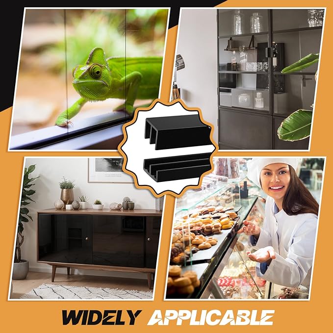 Landical 2 Sets Plastic Sliding Door Track Set for 1/4" Thick Panels Glass Cabinet Door Hardware System Window Sliding Track Easy Quick Installation(3ft,Black)