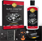Glass Stove Top Cleaner Kit, 12 Oz Glass Cooktop Cleaner Non-Abrasive, Stove Oven Cleaner & Polish For Ceramic, Electric, Induction, Flat Top Stovetop, Gas - With Scrubbing Pad, Scraper, Cloth