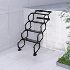 4 Steps Wall Mounted Attic Ladder, Indoor Attic Stairs Pull Down System, Metal Telescoping Step Ladders, Anti-slip Retractable Folding Stair, Loft Extension Steps Staircase for Garages(black, 4 Steps)