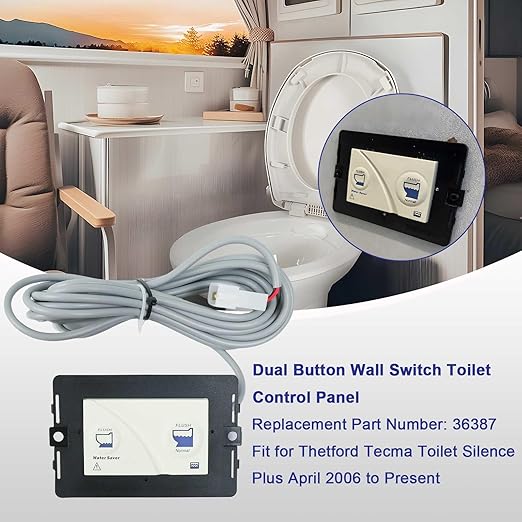36387 Dual Button Wall Switch Toilet Control Panel Fit for Thetford Tecma Toilet Silence Plus April 2006 to Present