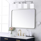 Chrome Bathroom Light Fixtures,4-Light Chrome Vanity Lights,Chrome Bathroom Lights Over Mirror,Mid-Century Modern Sconce with Frosted Glass