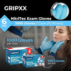 Heavy Duty 6 Mil Blue Nitrile Gloves Disposable Latex & Powder Free -Extra Stretchy Fentanyl Safe |Medical,First Aid Kit,EMT|Food Safe Rubber Gloves for Cooking & Cleaning|Bulk Pack (1000)