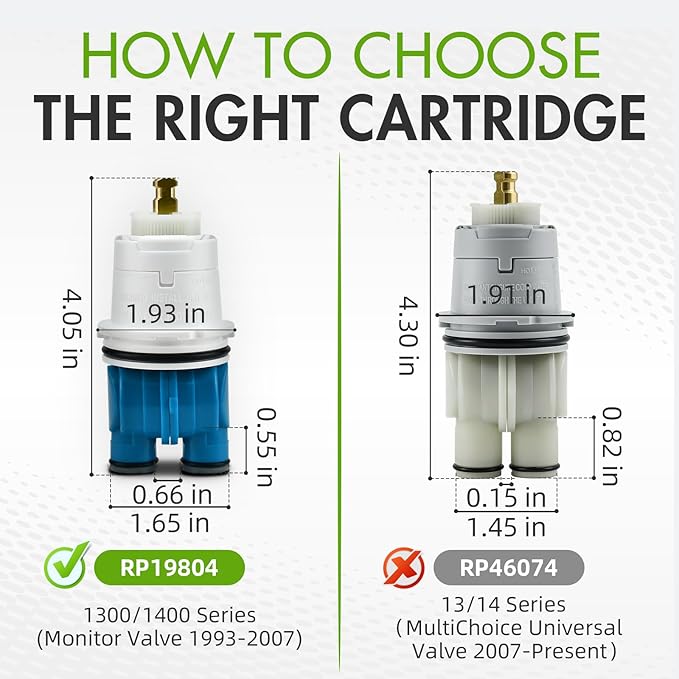 RP19804 Shower Cartridge for Delta Monitor 1300/1400 Series Shower Faucet Single Handle, Replacement Monitor Pressure Balance Single Function Cartridge, Easy Installation