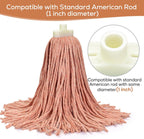 Matthew Cleaning Screw-on Heavy Duty Cotton Wet Mop Replacement Heads(Orange, Medium,6 Pack) with 2 Pack Microfiber Cloth for Residential & Commercial Floor Cleaning Use- Fit Standard American Screw