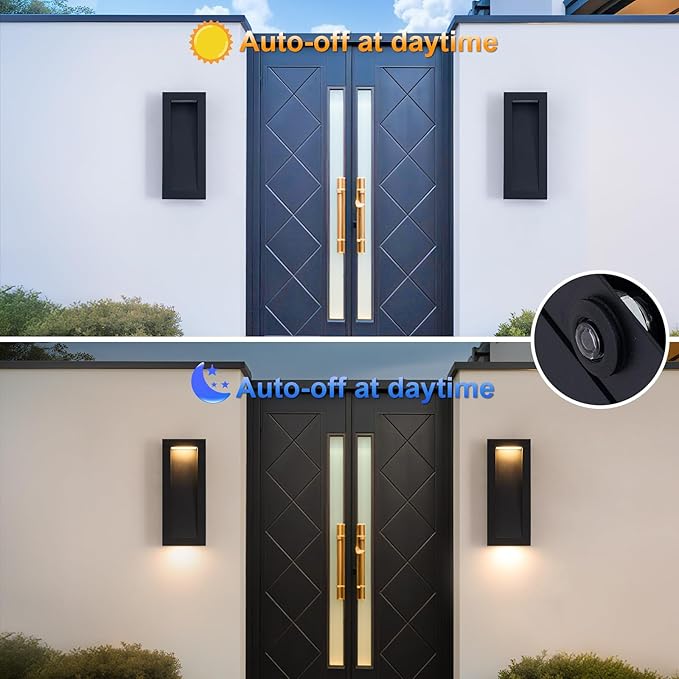 Modern Outdoor Wall Light with LED, Exterior Lighting Fixtures 2700K Integrated, Matte Black Outside Wall Mount Lights for House Front Door Porch Garage Patio Black 2 Packs