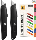 DIYSELF 30 Pack Box Cutter Heavy Duty Aluminium Shell Utility Knife | SK5 Steel Sharp Blade | Retractable Knife for Cutting Cartons Ropes and Cardboard | Home and Office Use (Black)