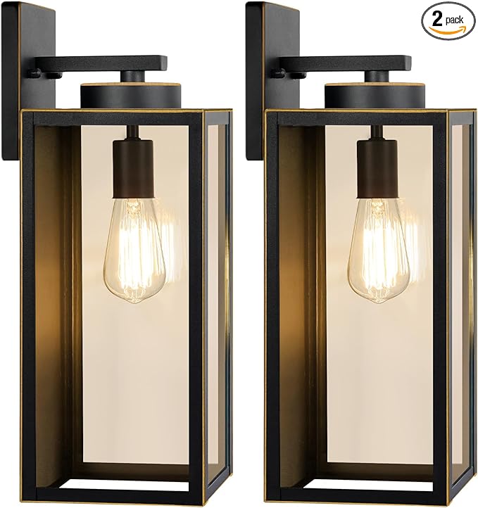 Large Size Outdoor Wall Light Fixtures, Exterior Lighting Fixtures Porch Sconces Wall Mounted, Waterproof Bronze Outdoor Wall Lanterns Lamps, Outside Lights for House Patio Front Door Entryway, 2-Pack