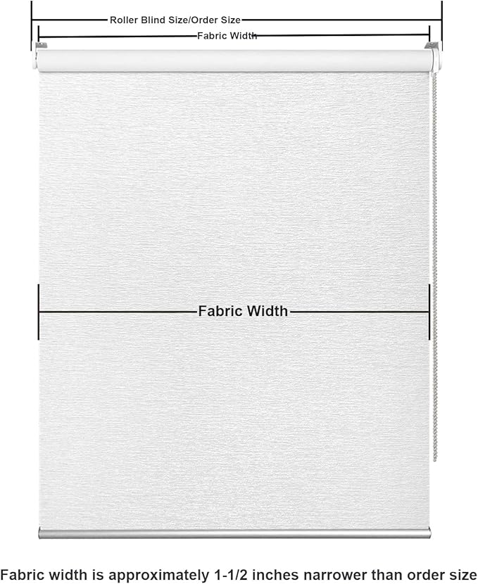 ALLBRIGHT 100% Blackout Roller Blinds Woven Shades with Striped Jacquard, Cordless Window Shades, UV Protection Fabric, Easy-Install for Indoor Home & Office, White Old, 51" W x 72" H