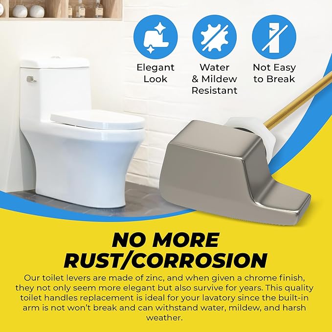 Qualihome Toto Toilet Handle Replacement Nickel THU004-CP - Side Mount Toilet Handle Tank Flush Lever - Nickel