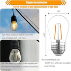 Replacement Bulbs for String Lights, 2W S14 Shatterproof Outdoor LED Light Bulbs, 2700K Soft White, E26 Base, AC120V, Not Dimmable, 30 Pack