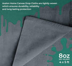 Canvas Drop Cloth for Painting 4x5 feet Pack of 2-8oz Painters Drop Cloths for Painting - All Purpose Canvas Tarps for Floor & Furniture Protection - Recycled Cotton Fabric