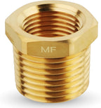 MAACFLOW brass 1/2" Male NPT to 3/8" Female NPT Adapter Reducer Hex Bushing (Thread OD 0.81" - ID 0.58") (Pack of 1)