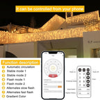 Christmas String Lights Outdoor - 131Ft/40M 1680 LED 8 Modes with Remote Control and App Waterproof Christmas Lights for Patio Yard Garden Wedding Party-Warm White