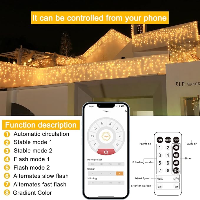 Christmas String Lights Outdoor - 99Ft/30M 1280 LED 8 Modes with Remote Control and App Waterproof Christmas Lights for Patio Yard Garden Wedding Party-Warm White