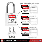 TRADESAFE Lockout Tagout Locks Set - 10 White Loto Locks, Keyed Different Lock Out Tag Out Padlocks, 2 Keys Per Lock, OSHA Compliant Lockout Locks