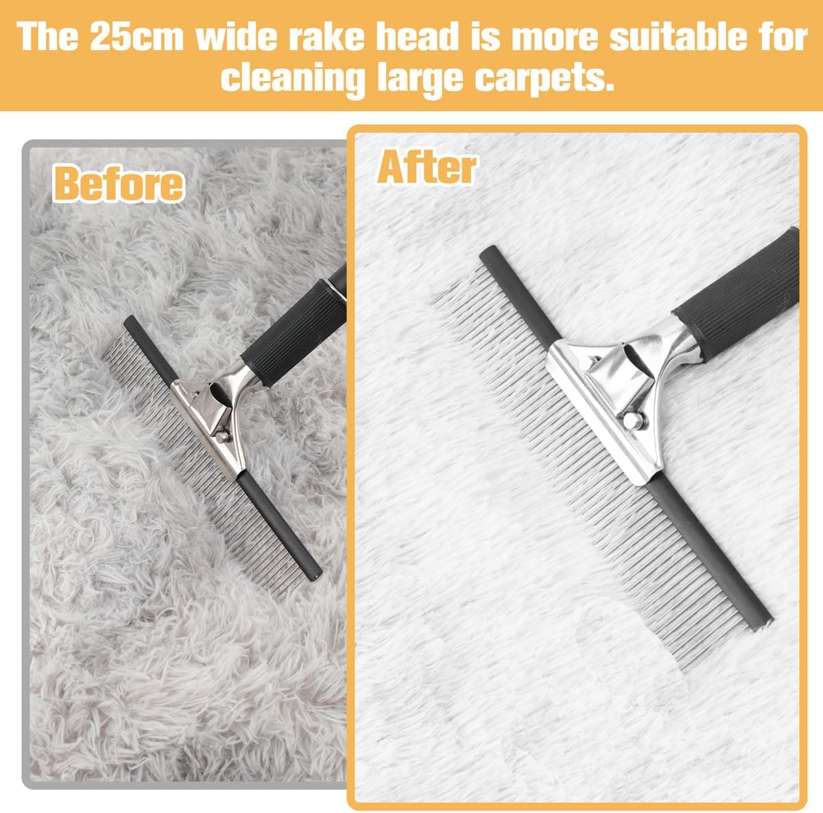 Big Carpet Rake with Long Handle, Making Carpets Fluffy Again, Clean Hair, Let Carpet Restore Softness