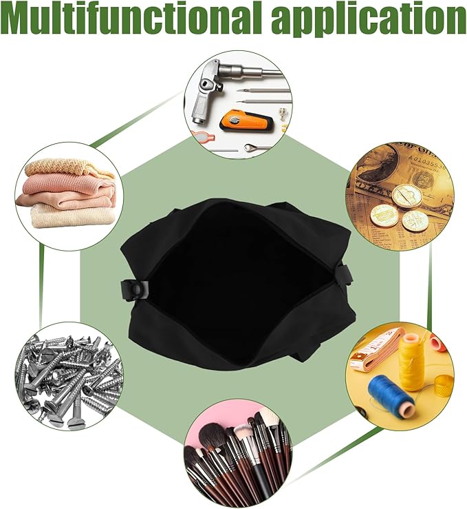 Small Tool Bag,Close Top Wide Mouth Tool Organizer Bag,Large Capacity Tool Bags for Men,Canvas Tool Storage Bag for Storage Handbag for Screwdrivers,Wrench,Pliers Hand Tools (black, 12 Inch)