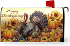 Happy Thanksgiving Turkey Mailbox Covers Magnetic Large Size 25.5 x 21 Inch Fall Sunflower Pumpkin Mailbox Cover Thanksgiving Letter Box Post Wraps Outdoor Decorations for Garden Yard